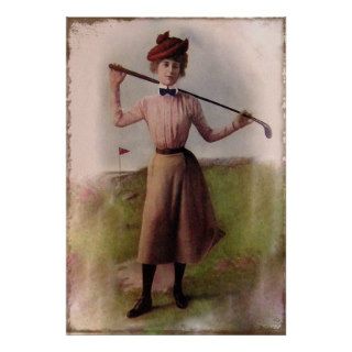 Vintage Lady Golfer, early 1900s Poster