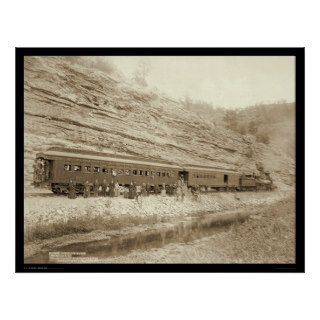 People Outside Train near Hot Springs SD 1891 Poster