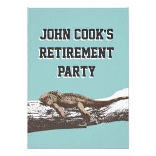 Funny Relaxed Iguana Retirement Party Invitations