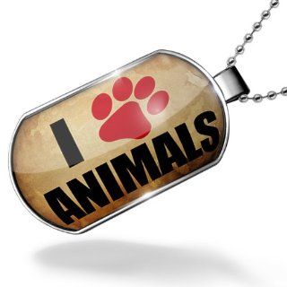 Dogtag I love Animals Vintag Dog tags necklace   Neonblond NEONBLOND Jewelry