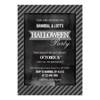 Black and White Grunge Halloween Party Invitations