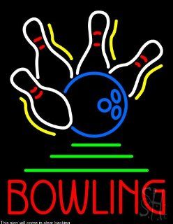 Bowling Clear Backing Neon Sign 24" Tall x 31" Wide  Business And Store Signs 