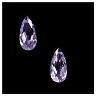 CZ Lavender Flat Pear Briolette Unset Loose Checkerboard Bead 12mm X 6mm (Qty2)