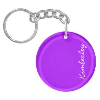 Modern Purple Neon Monogram Trendy Fashion Colors Keychains