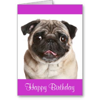 Cute Pug Puppy Dog Happy Birthday Greeting Card
