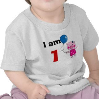 1 year old birthday girl gift (cute pig) shirt