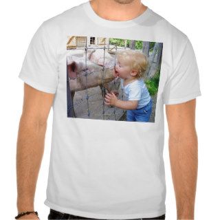 Little Boy Kissing Pig T Shirts