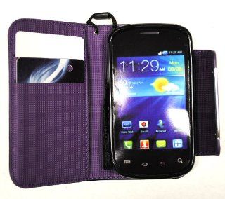 Purple Deluxe Folio Wallet Pouch Leather Case Multifunctional   Pockets to Keep Your Cards Driving License Bills & Belongings Safe for Samsung illusion I110 Samsung Galaxy Proclaim S720 Cell Phones & Accessories
