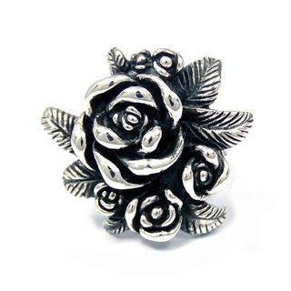 Gorgeous Rose Bouquet .925 Silver Floral Ring (Thailand) Rings