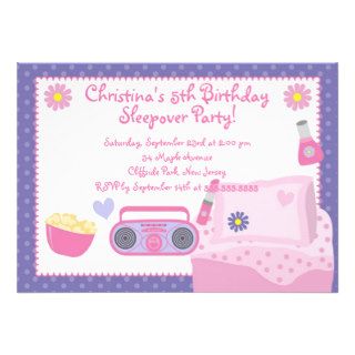 Cute Sleepover Birthday Party Invitations