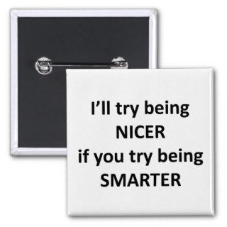 I'll Try Being NIcer If You Try Being Smarter Pins