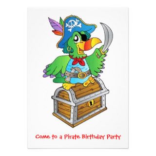 Pirate Birthday Party Parrot Personalized Invitations