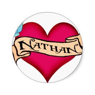 Nathan   Custom Heart Tattoo T shirts & Gifts Sticker