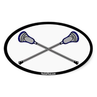 Navy Lacrosse Sticks Oval Stickers