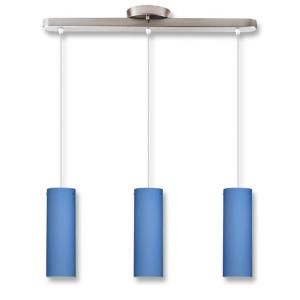 Peak Collection 3 Light Nickel and Blue Glass Pendant Fixture 1937 P3 Blue