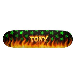 Tony skateboard fire and flames design.