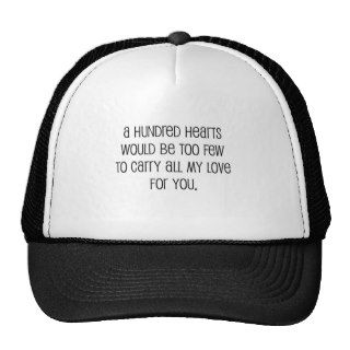 Cute, "A hundred hearts" wedding quote Mesh Hats
