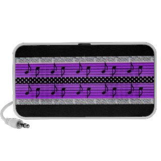 Purple & Black Polka Dot Diamonds & Musical Notes iPhone Speakers