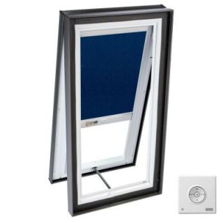 VELUX 22.5 x 22.5 in. Venting Manual Curb Mount Skylight with Tempered Glazing, Dark Blue Solar Blackout Blinds DISCONTINUED VCM 2222 205DS02