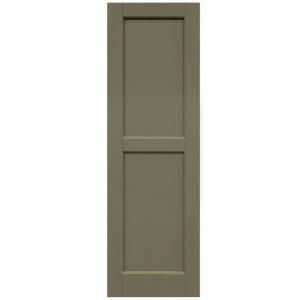 Winworks Wood Composite 15 in. x 48 in. Contemporary Flat Panel Shutters Pair #660 Weathered Shingle 61548660