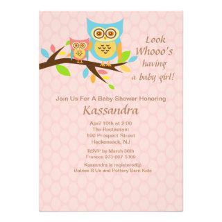Owl Who's Having a Baby Girl babyShower Invitation
