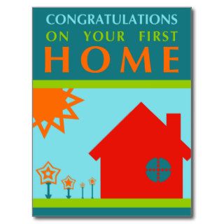 congratulations on your first home  pop shapes postcard