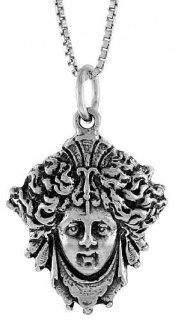 Sterling Silver Medusa Pendant Charm 925 Greek Mythology Gorgon with 1.2mm Rope Chain 30 inch Pendant Necklaces Jewelry