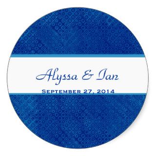 Royal Blue and White Bride and Groom Wedding C561 Round Sticker