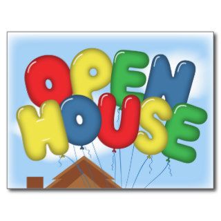 Balloons Announce "Open House" Postcards