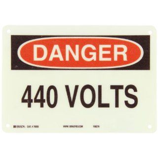 Brady 70202 Premium Fiberglass Electrical Hazard Sign, 7" X 10", Legend "440 Volts" Industrial Warning Signs