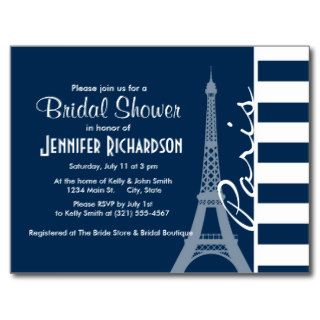 Paris; Dark Midnight Blue Horizontal Stripes Post Card