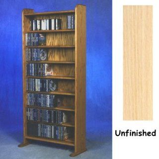 Solid Oak 8 Shelf CD Cabinet   Holds 440 CDs (Unfinished) (53.5"H x 24.25"W x 7.25"D)   Audio Video Media Cabinets