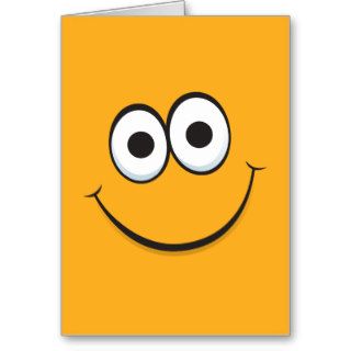 Orange cartoon smiley face blank greeting card
