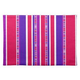 Funky Modern Stripes in Hot Pink and Purple Place Mats
