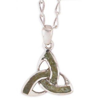 Trinity Knot Connemara Marble Pendant   Sterling Silver Pendant Necklaces Jewelry