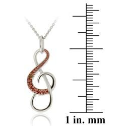 DB Designs Rose Gold over Silver Champagne Diamond Accent Musical Note Necklace DB Designs Diamond Necklaces