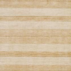 Indo Hand Knotted Tibetan Beige Wool Rug in a Striped Pattern (4' x 6') 3x5   4x6 Rugs