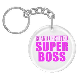 Cool Pink Gifts for Bosses  Super Boss Round Acrylic Key Chains