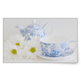 Pretty Tea Cup and Daisies Large Stickers