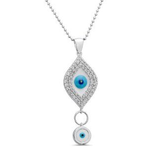 Victoria Kay 14k White Gold Diamond Enamel Double Evil Eye Pendant (1/3cttw, JK, I2 I3) Evil Eye Gold Jewelry Jewelry