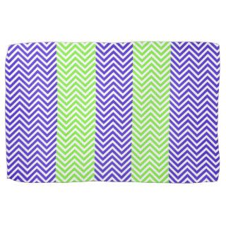 Purple and Lime Green Striped Chevron Zig Zags Towels