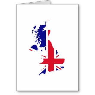 Great Britain Map Flag Greeting Cards
