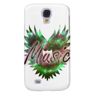 Music heart wing overly nebula 1 green pink samsung galaxy s4 cases