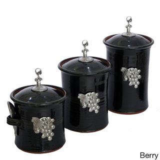 Artisans Domestic 3 piece Gourmet Canister Set with Vineyard Accents Phat Tommy Storage Canisters