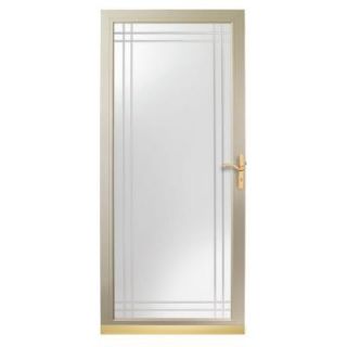 Andersen 3000 Series 36 in. Sandtone Full View Etched Glass Storm Door with Brass Hardware HD3VG 36SA
