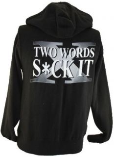 WWE Degeneration X (X Pac and New Age Outlaws) Mens Hoodie   2 Words Logo "S*CK IT" on Black (Small) Novelty Sweatshirt Clothing