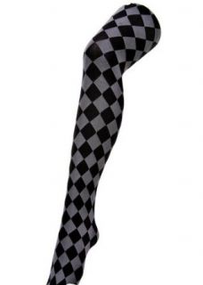 Black and Grey Diamond Tights for Women One Size