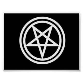 Black and white inverted pentagram poster, med.