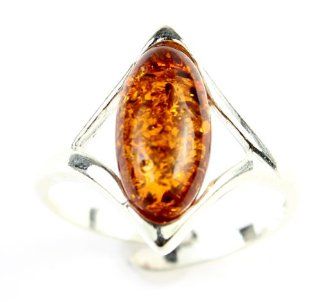 SilverAmber Lovely Baltic Amber & 925 Sterling Silver Designer Ring GL446A Jewelry