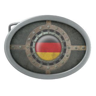 Industrial Steel German Flag Disc Graphic Belt Buckle